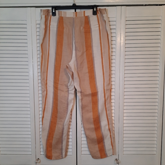 Chico's striped linen blend crop pants sz 2 12/14 *T - Picture 7 of 9